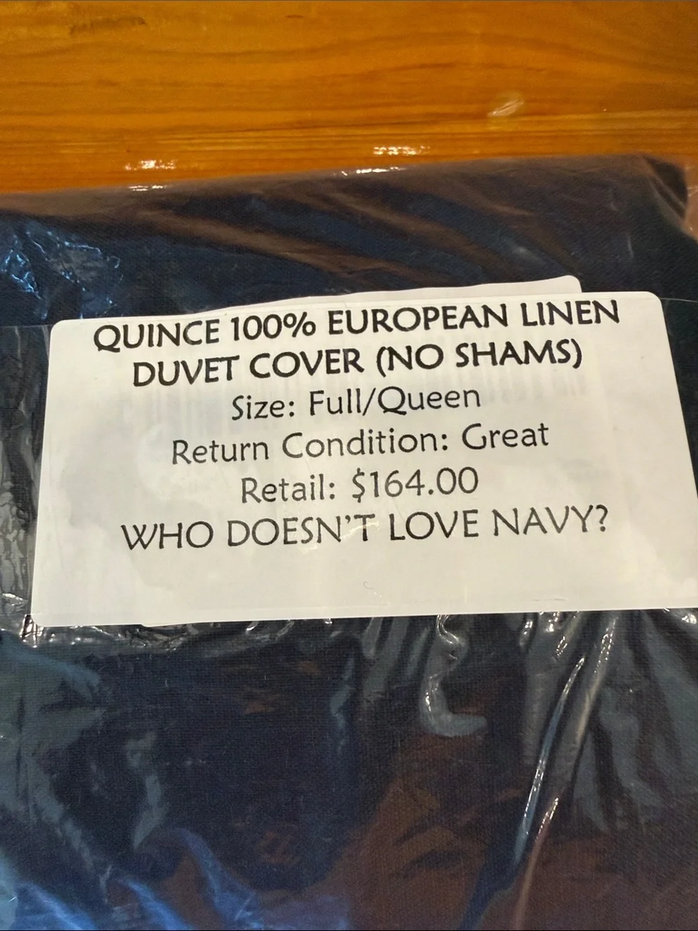 Quince 100% European Linen Duvet Cover – Full/Queen – Navy – No Shams
